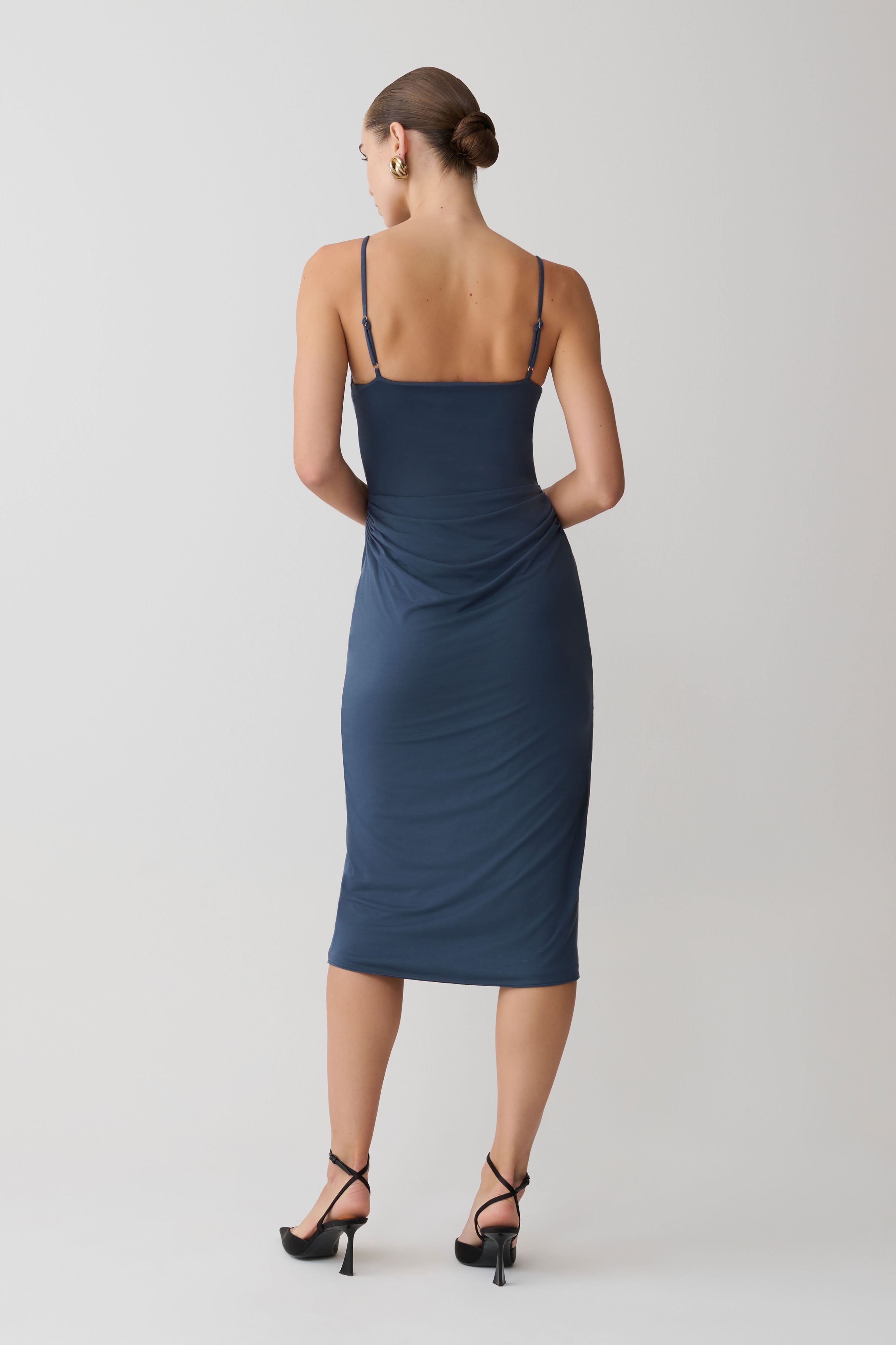Vina Gathered Jersey Midi Dress