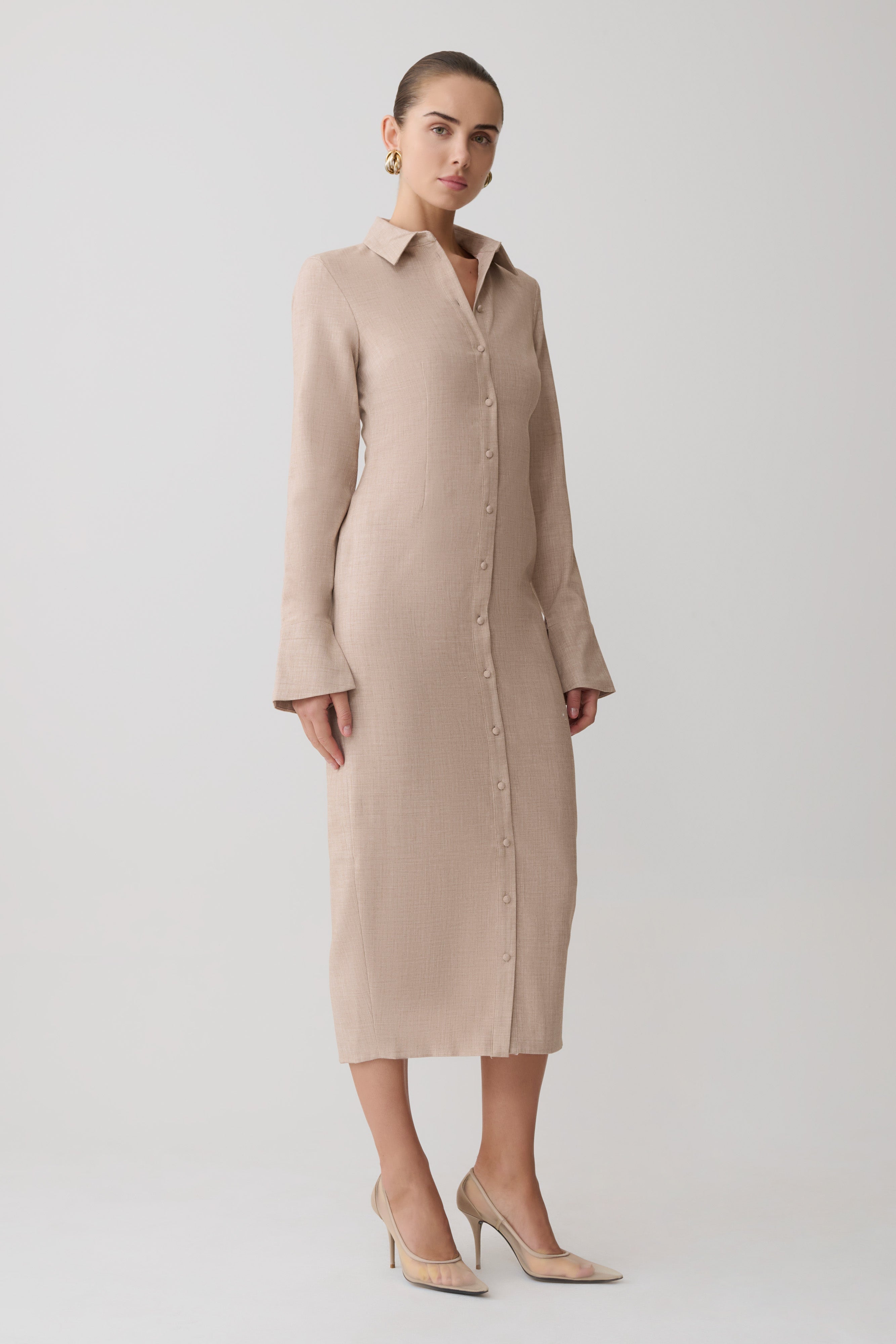 Dorian Fitted Shirt Midi Dress