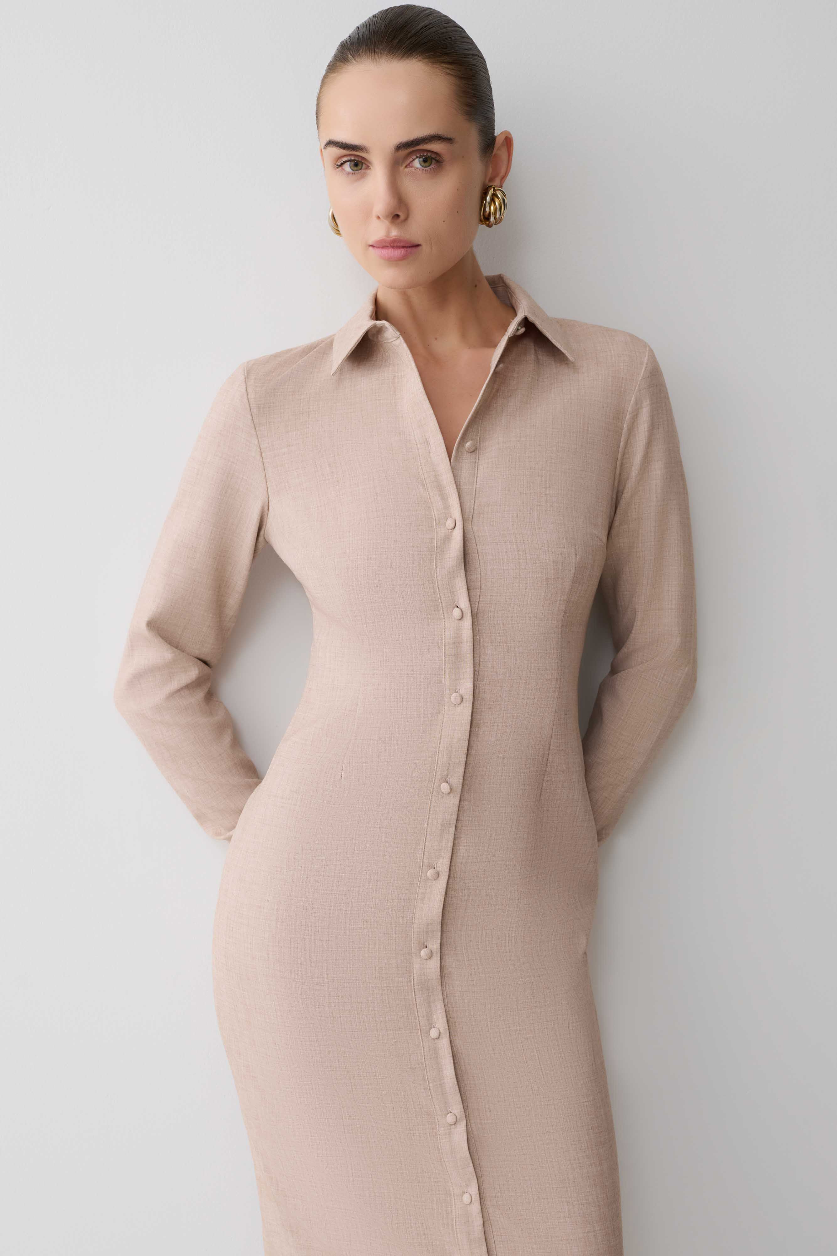 Dorian Fitted Shirt Midi Dress