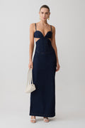 Amila Denim Cupped Maxi Dress in Indigo Blue – Chic&Drifts