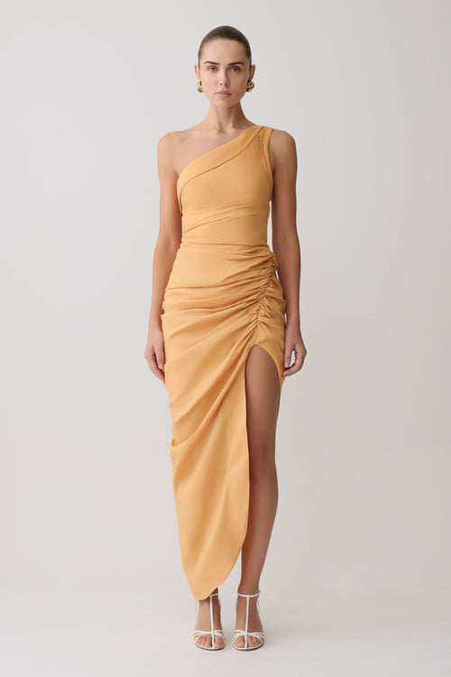 Birgit Linen Midi Dress With Hardware
