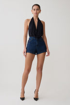 Dan Diamante Denim Shorts in Midnight Blue – Chic&Drifts