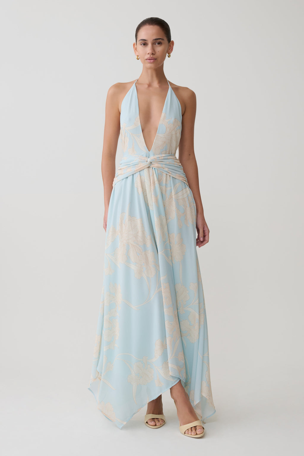 Cyra Plunge Chiffon Midi Dress