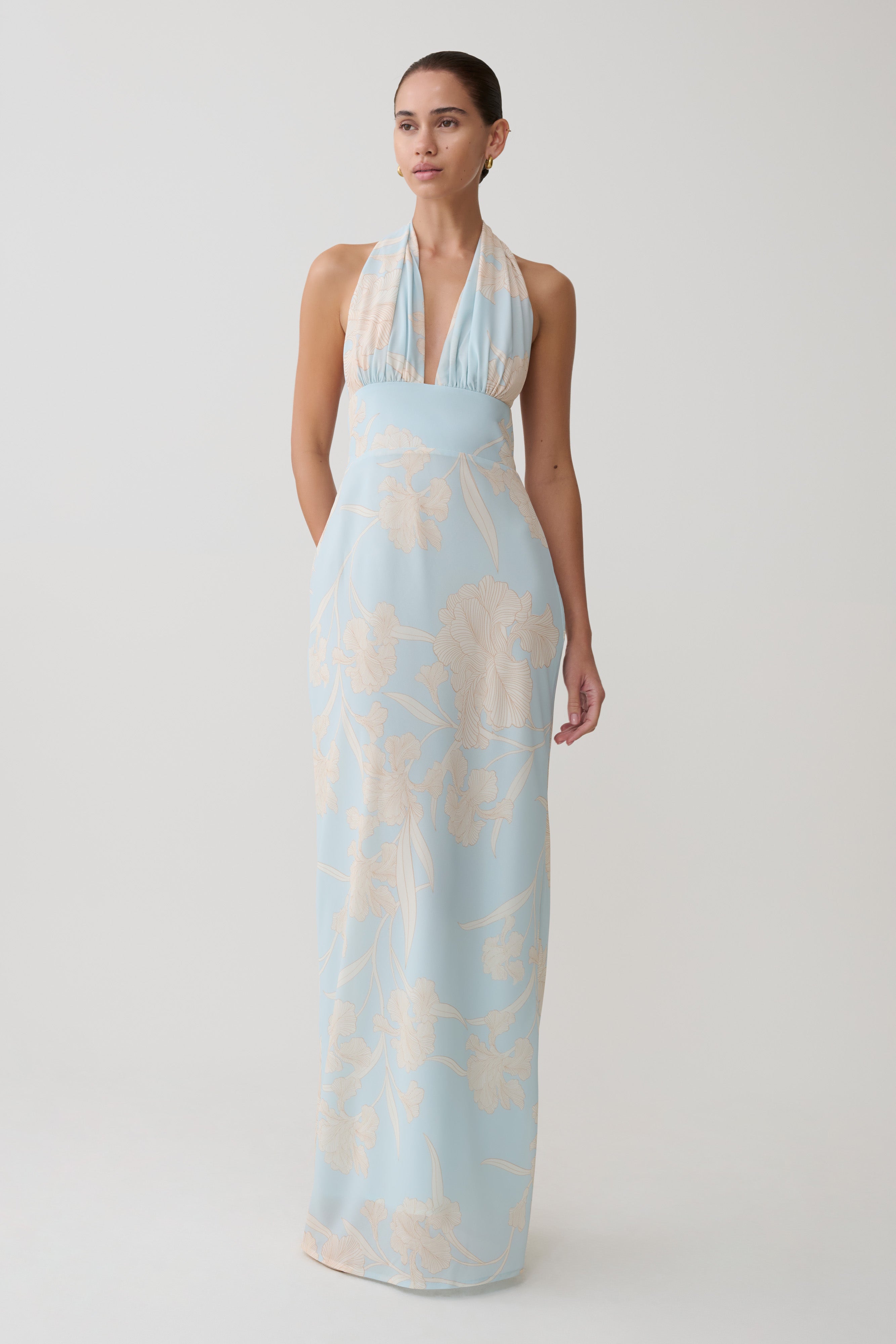 Nadine Halter Scarf Chiffon Maxi Dress
