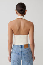Calla Collared Sleeveless Halter Top in Ivory – Chic&Drifts