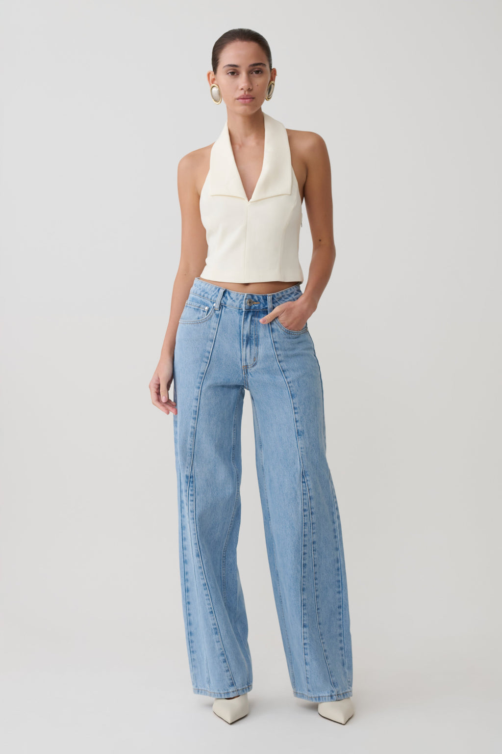 Roy Mid Rise Wide Leg Jeans in Classic Blue – Chic&Drifts
