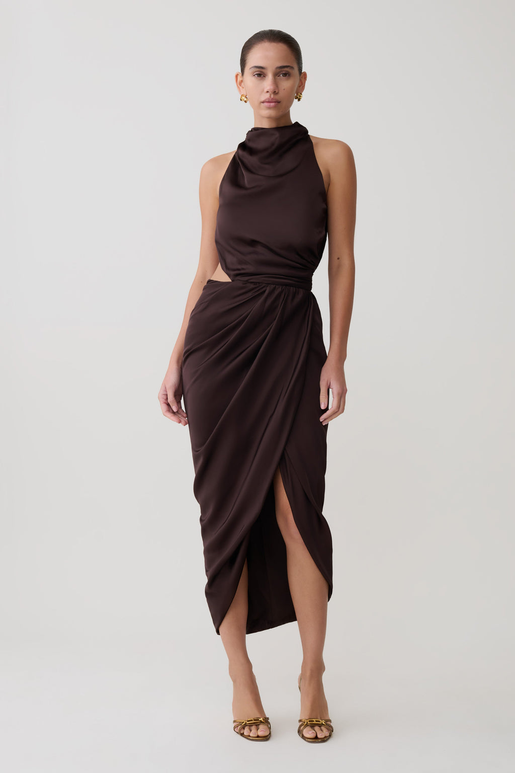 Aveline Draped Halter Midi Dress