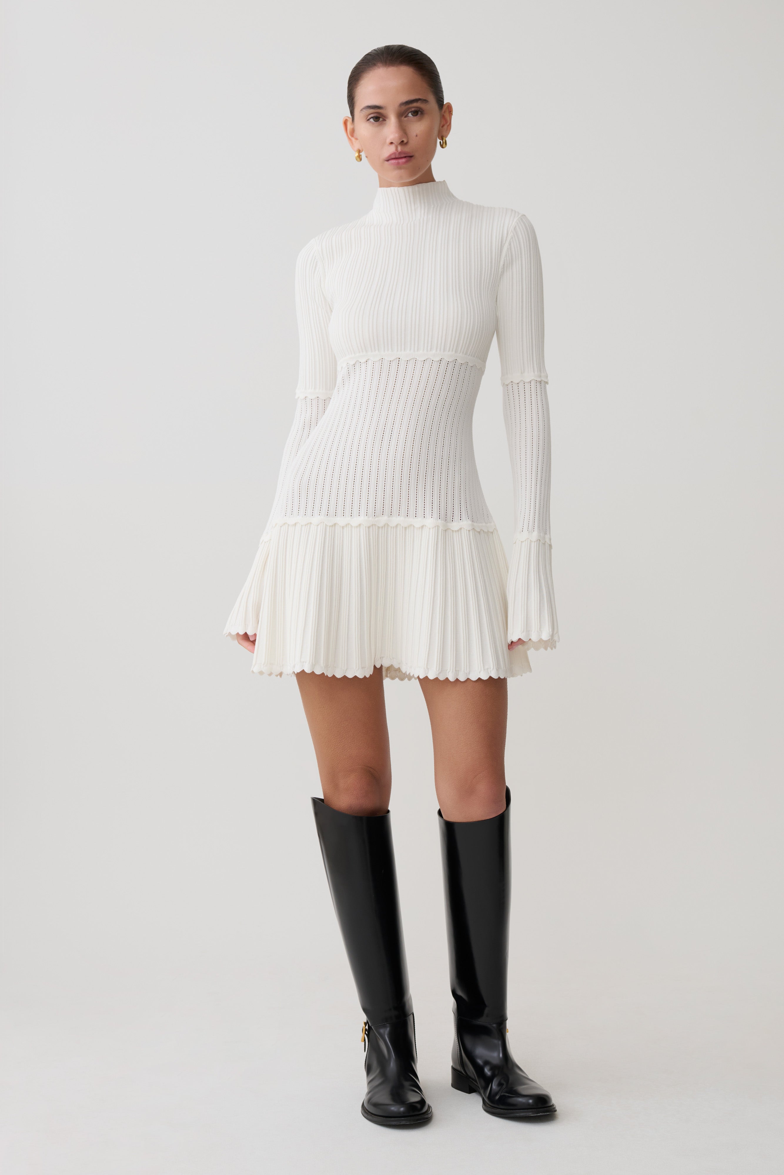 Adena Pointelle Knit Mini Dress