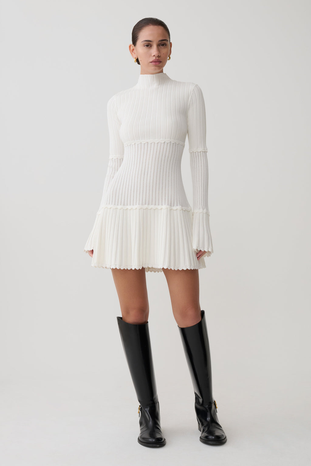 Adena Pointelle Knit Mini Dress