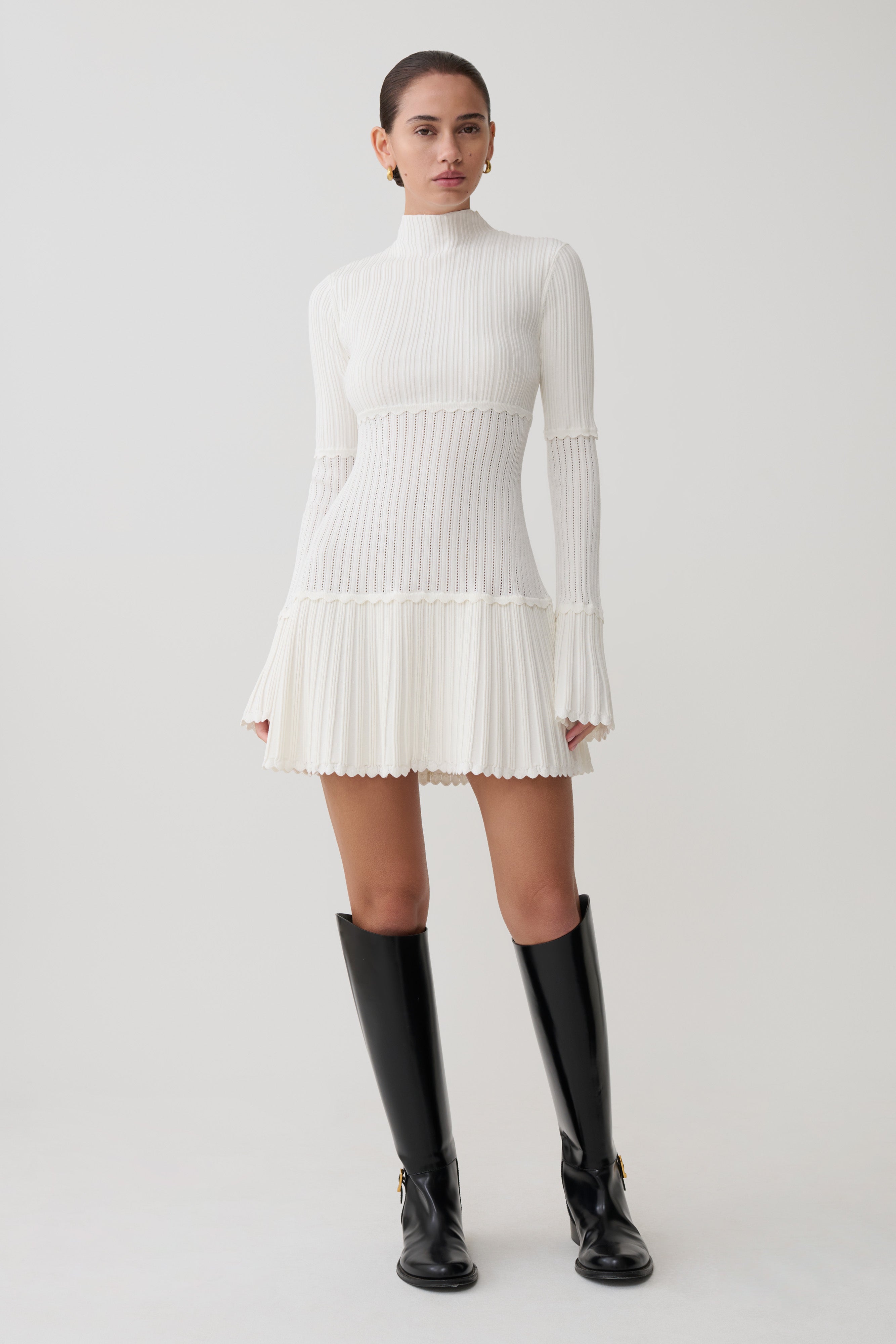 Adena Pointelle Knit Mini Dress