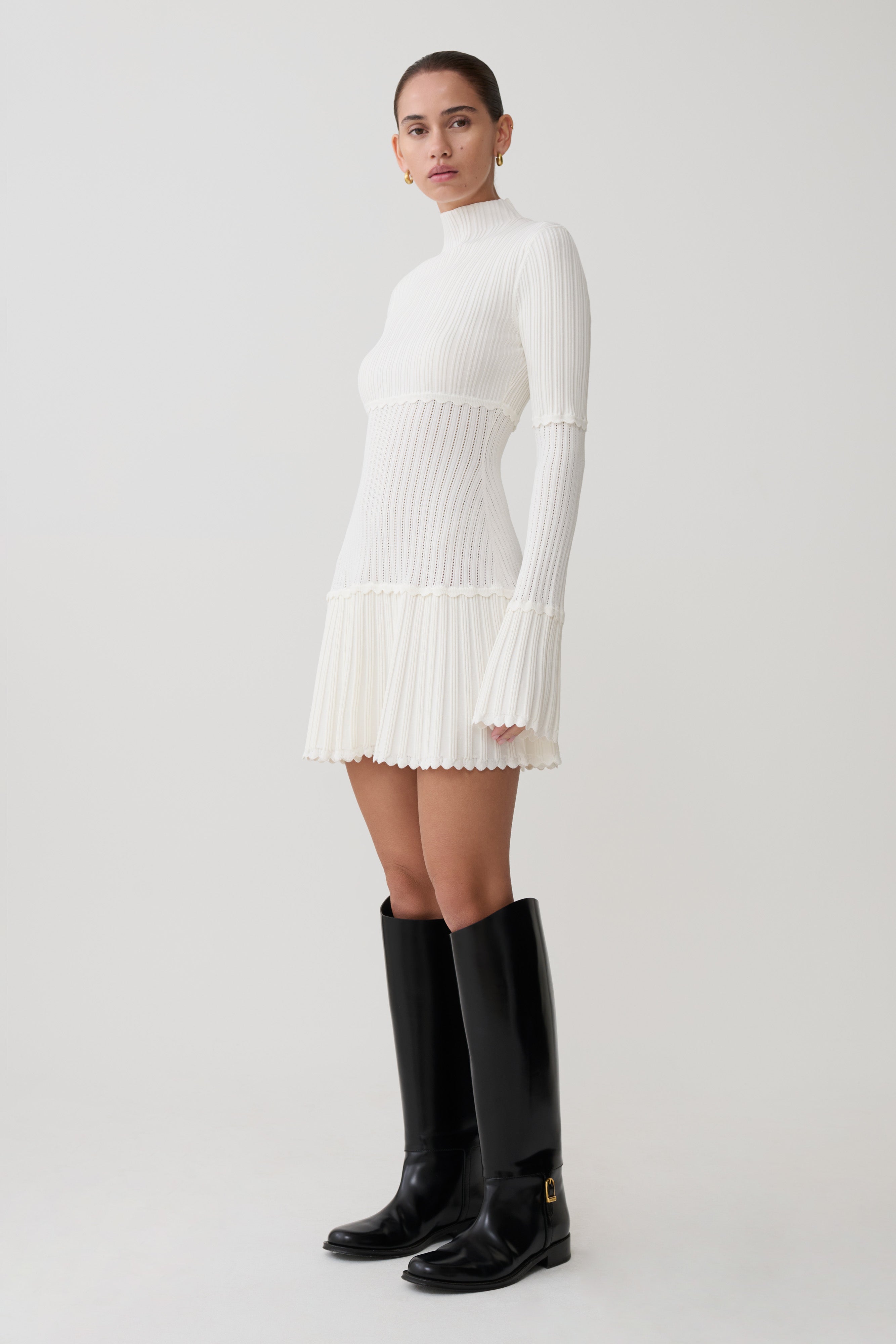 Adena Pointelle Knit Mini Dress