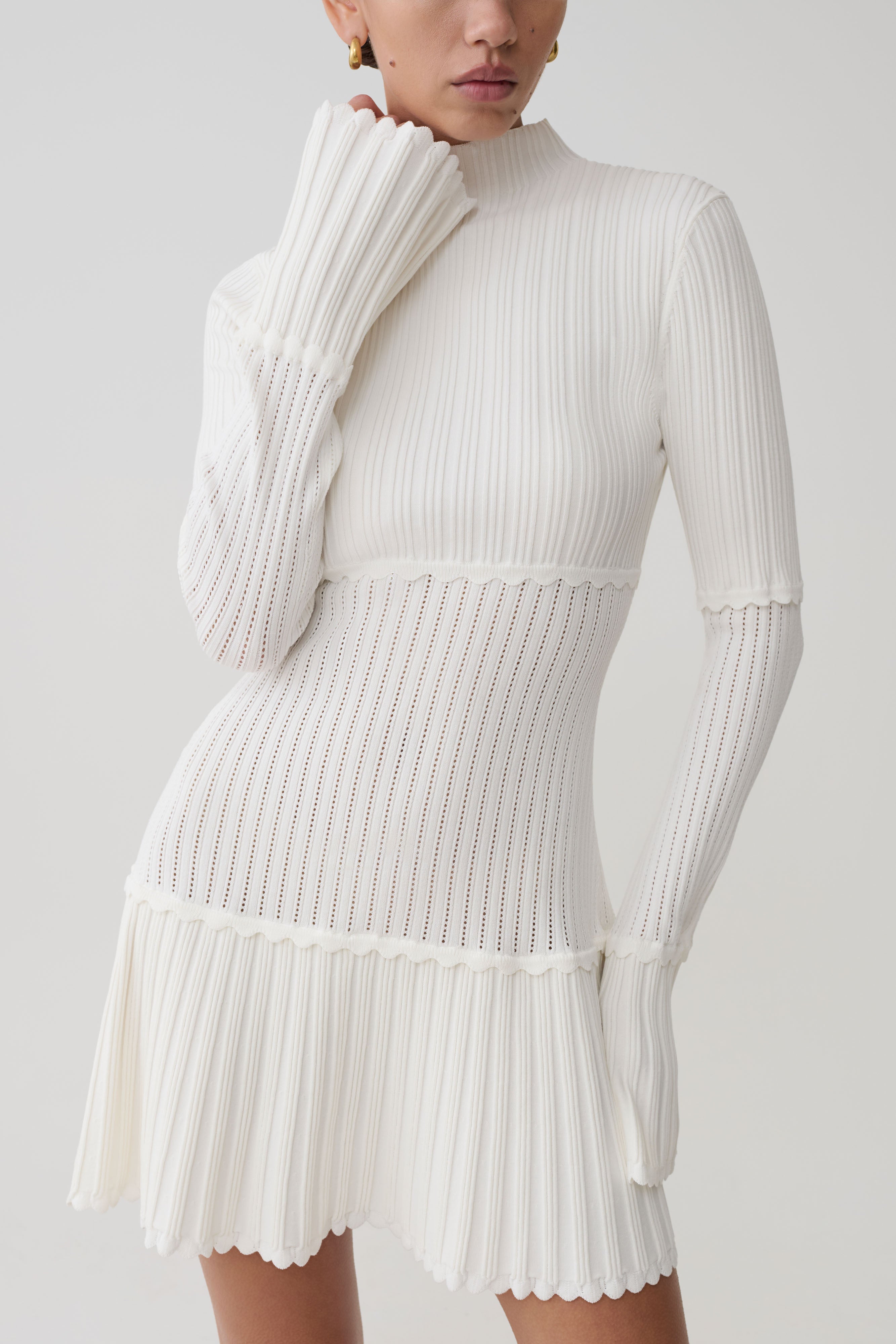 Adena Pointelle Knit Mini Dress