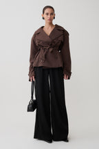 Alden Short Trench Jacket in Chocolate – Chic&Drifts