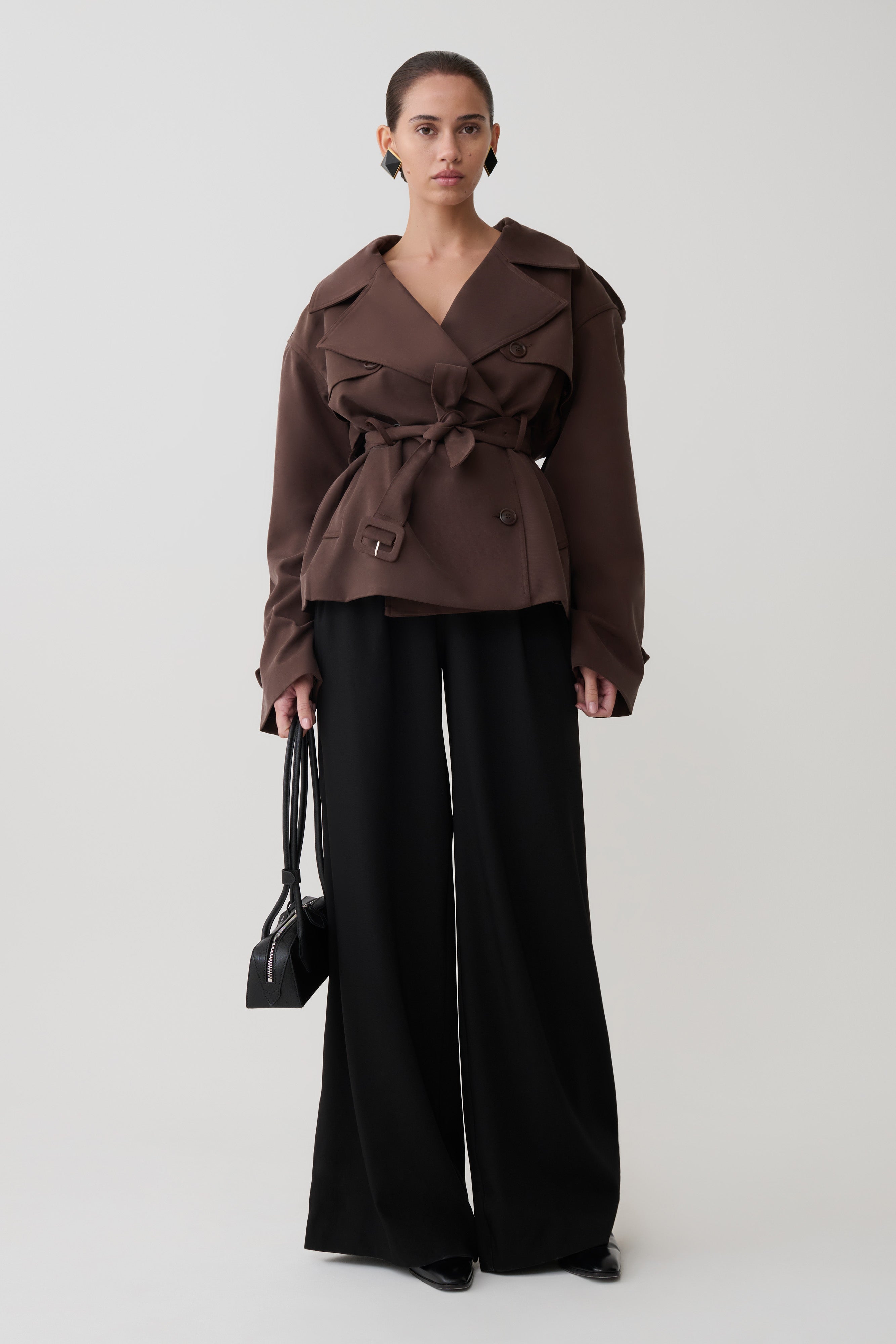 Alden Short Trench Jacket in Chocolate – Chic&Drifts