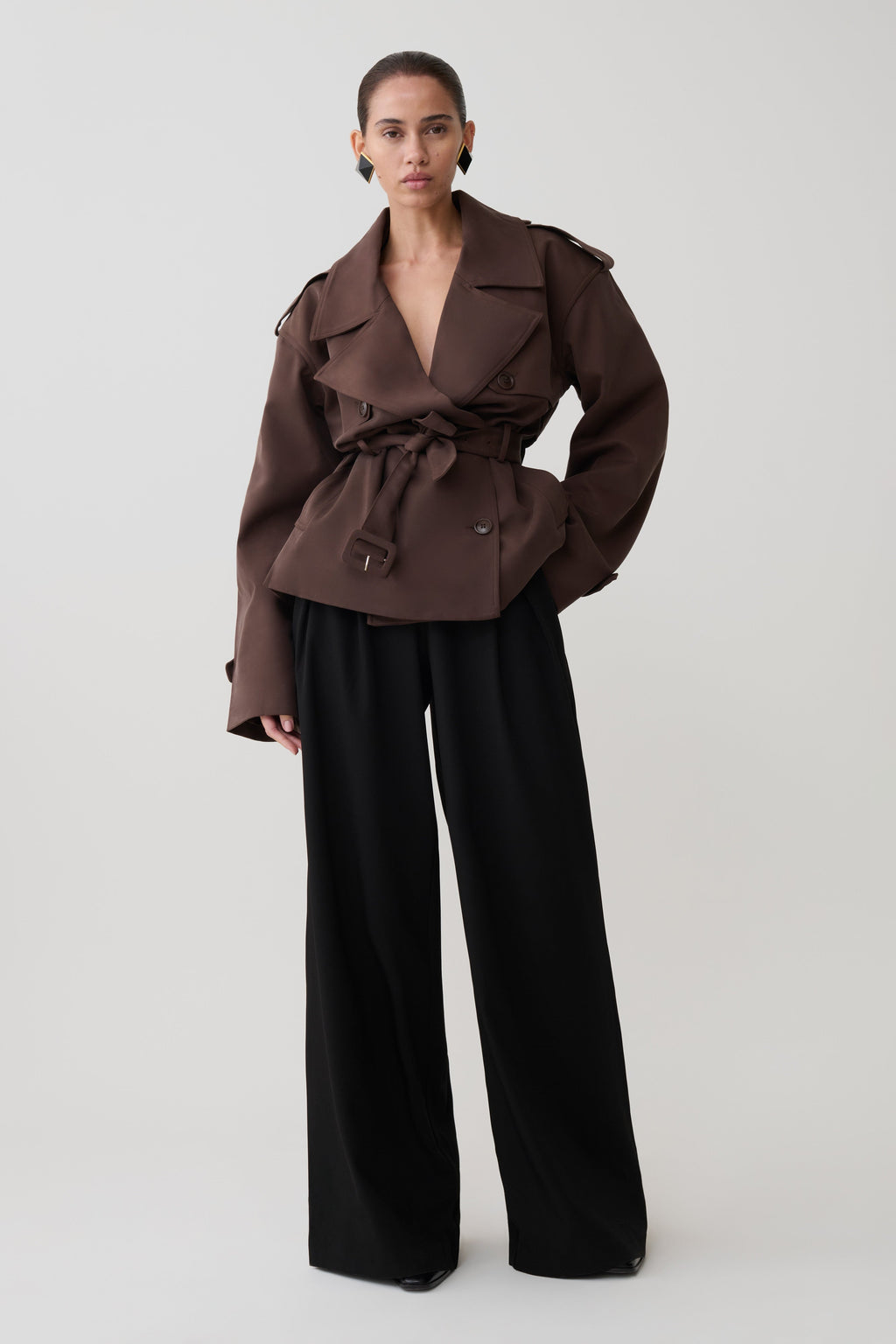 Alden Short Trench Jacket in Chocolate – Chic&Drifts