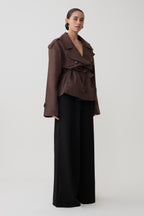 Alden Short Trench Jacket in Chocolate – Chic&Drifts