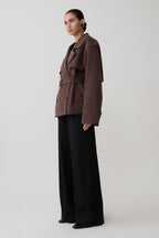 Alden Short Trench Jacket in Chocolate – Chic&Drifts