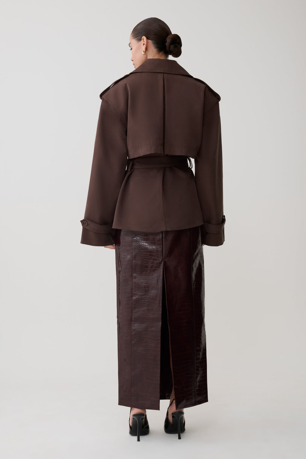 Alden Short Trench Jacket in Chocolate – Chic&Drifts