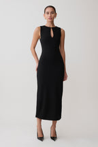 Norah Sleeveless Crepe Midi Dress in Black – Chic&Drifts