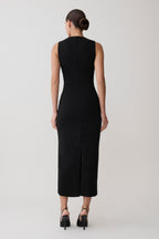 Norah Sleeveless Crepe Midi Dress in Black – Chic&Drifts