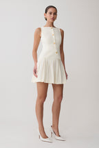 Mackenzie Sleeveless Pleated Mini Dress in Ivory – Chic&Drifts