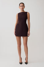 Hallie Boat Neck Mini Dress in Plum Pinstripe – Chic&Drifts