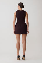Hallie Boat Neck Mini Dress in Plum Pinstripe – Chic&Drifts