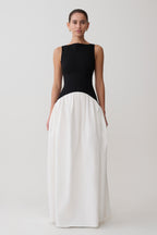 Acacia Contrast Sleeveless Maxi Dress in Black/White – Chic&Drifts