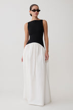 Acacia Contrast Sleeveless Maxi Dress in Black/White – Chic&Drifts