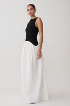 Acacia Contrast Sleeveless Maxi Dress in Black/White – Chic&Drifts