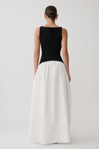 Acacia Contrast Sleeveless Maxi Dress in Black/White – Chic&Drifts