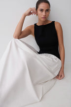 Acacia Contrast Sleeveless Maxi Dress in Black/White – Chic&Drifts
