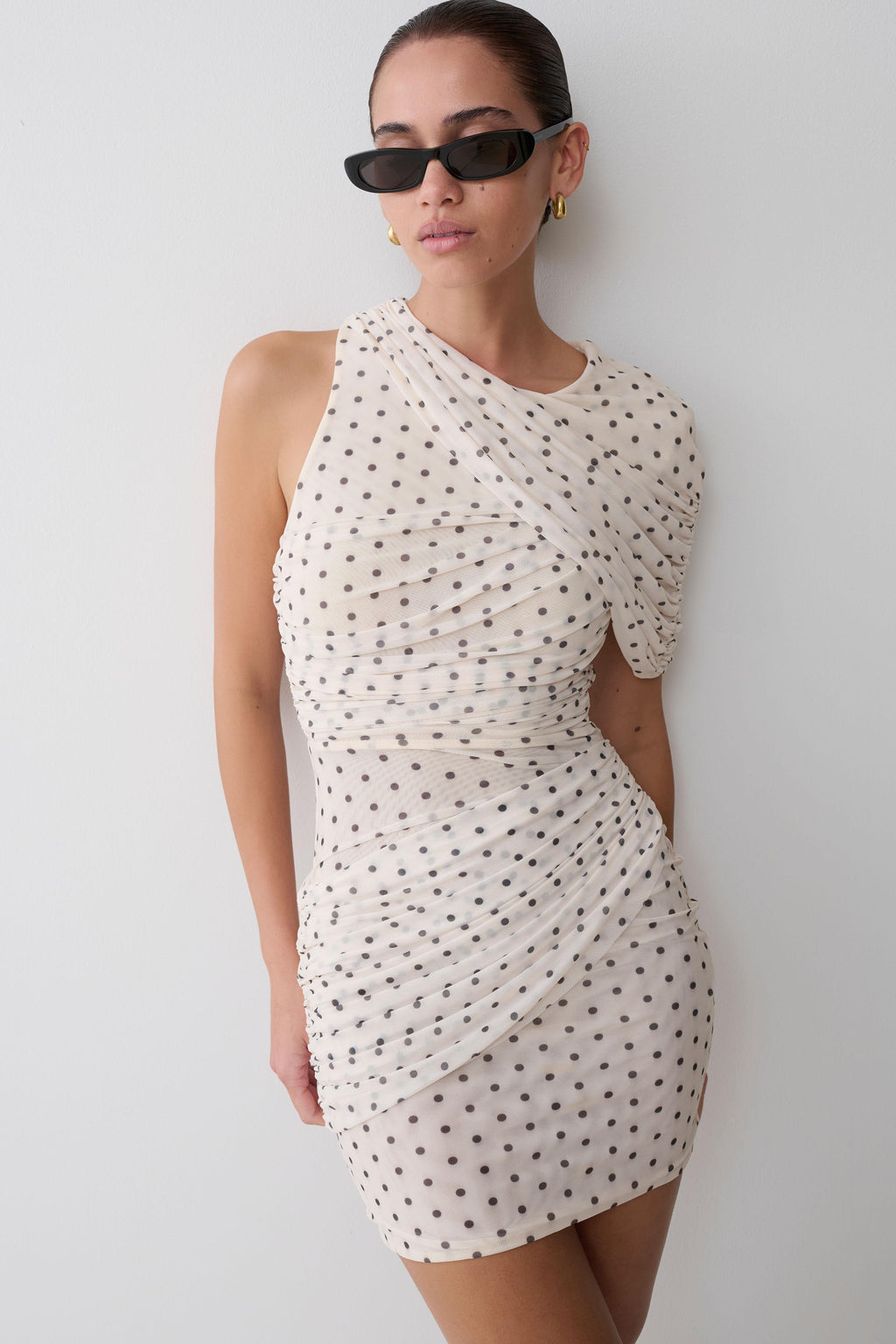 Adrienne One Shoulder Mesh Mini Dress