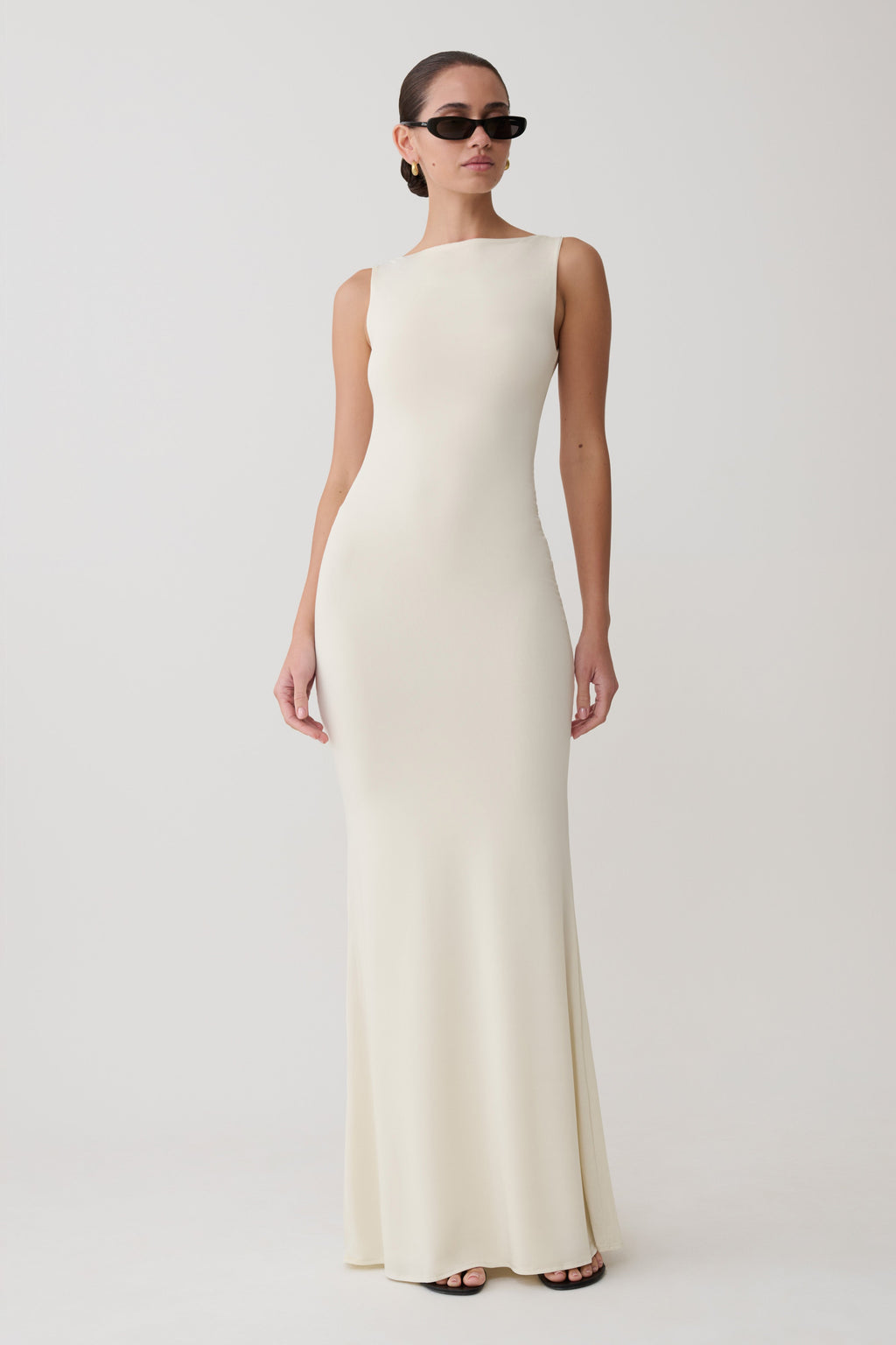 Tarna Sleeveless Slinky Maxi Dress in Bone – Chic&Drifts