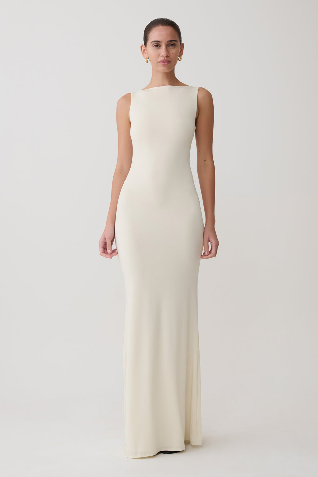 Tarna Sleeveless Slinky Maxi Dress in Bone – Chic&Drifts