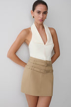 Calla Collared Sleeveless Halter Top in Ivory – Chic&Drifts