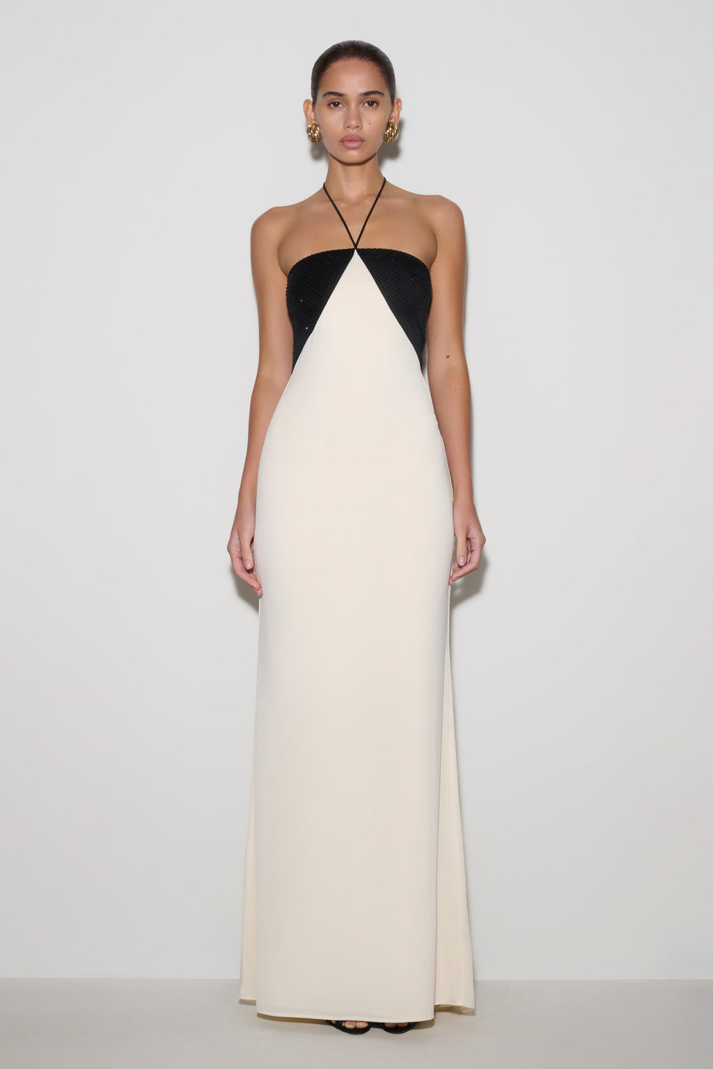 Hien Sequin Halter Maxi Dress in Black/Ivory – Chic&Drifts
