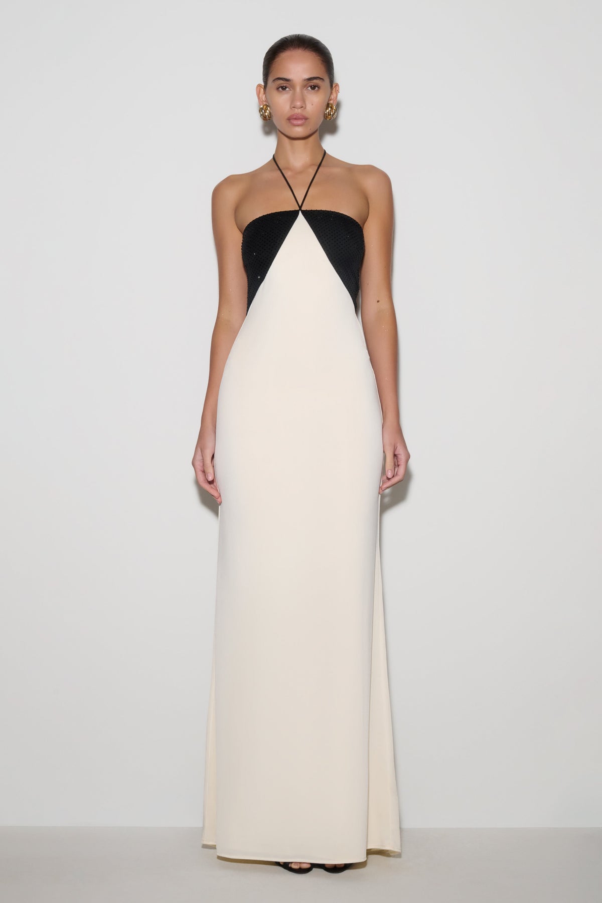 Hien Sequin Halter Maxi Dress in Black/Ivory – Chic&Drifts