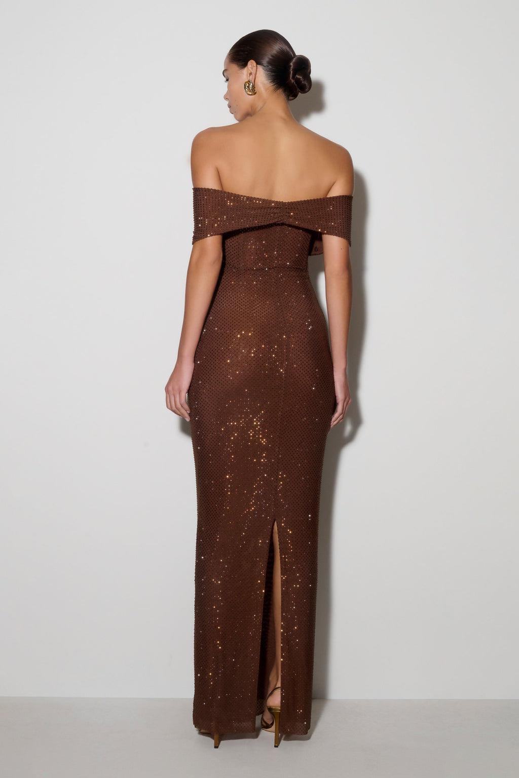 Phi Multi-Wear Cowl Diamante Maxi Dress in Chocolate – Chic&Drifts