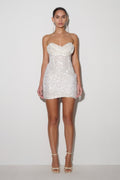 Nala Strapless Sequin Mini Dress in White – Chic&Drifts