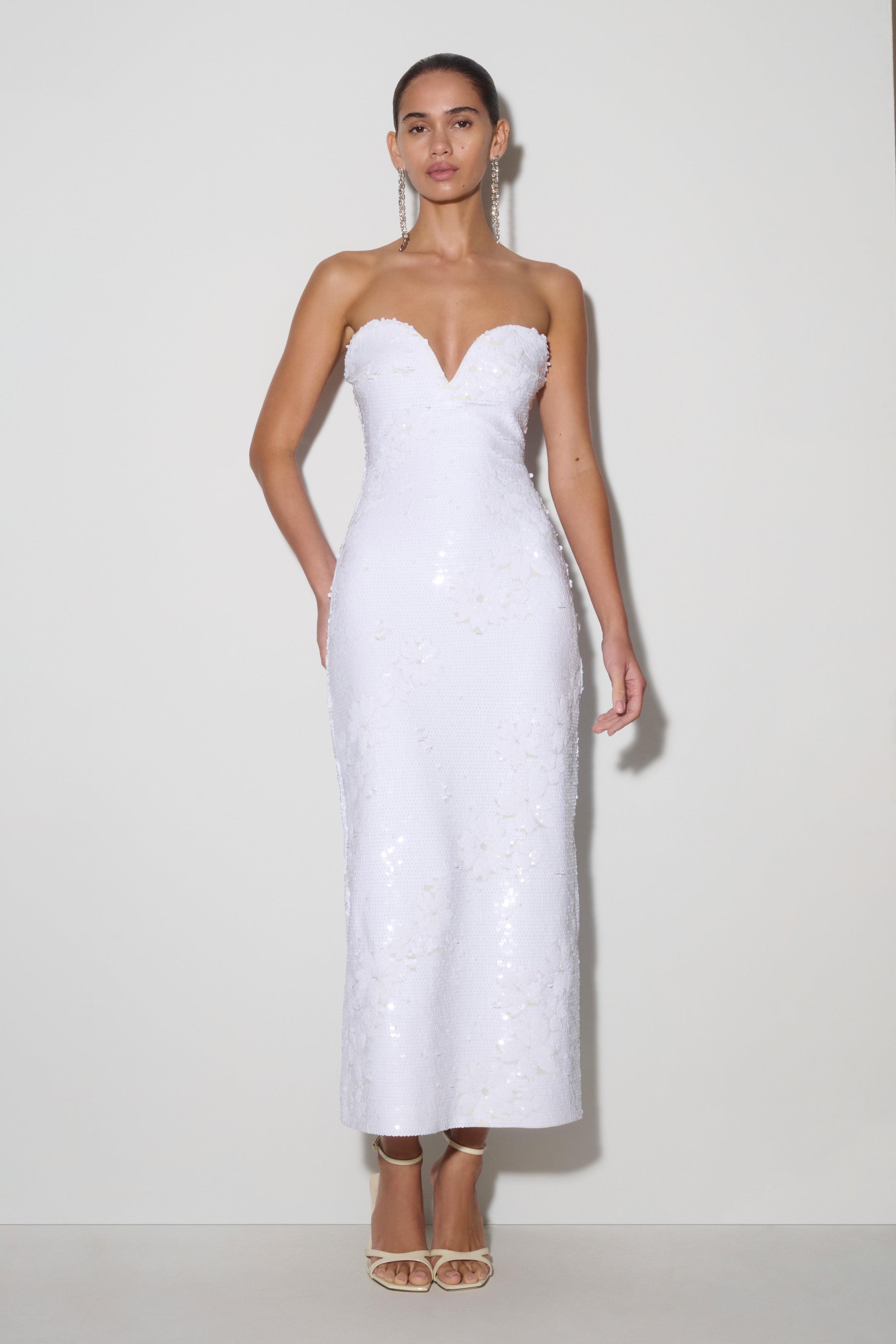 Maisie Strapless Sequin Midi Dress