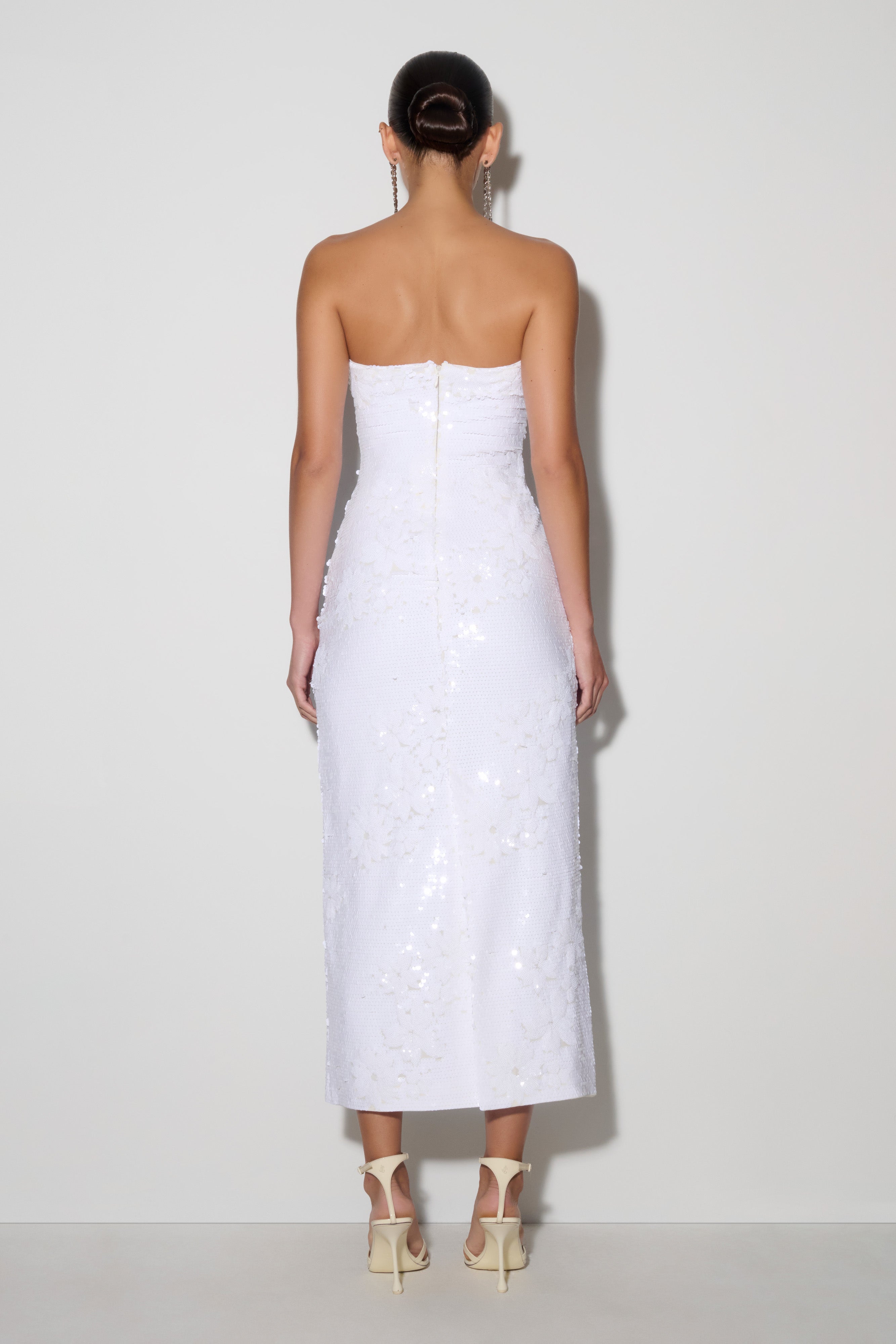 Maisie Strapless Sequin Midi Dress