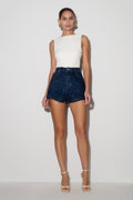 Dan Diamante Denim Shorts in Midnight Blue – Chic&Drifts