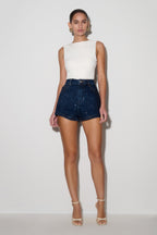 Dan Diamante Denim Shorts in Midnight Blue – Chic&Drifts