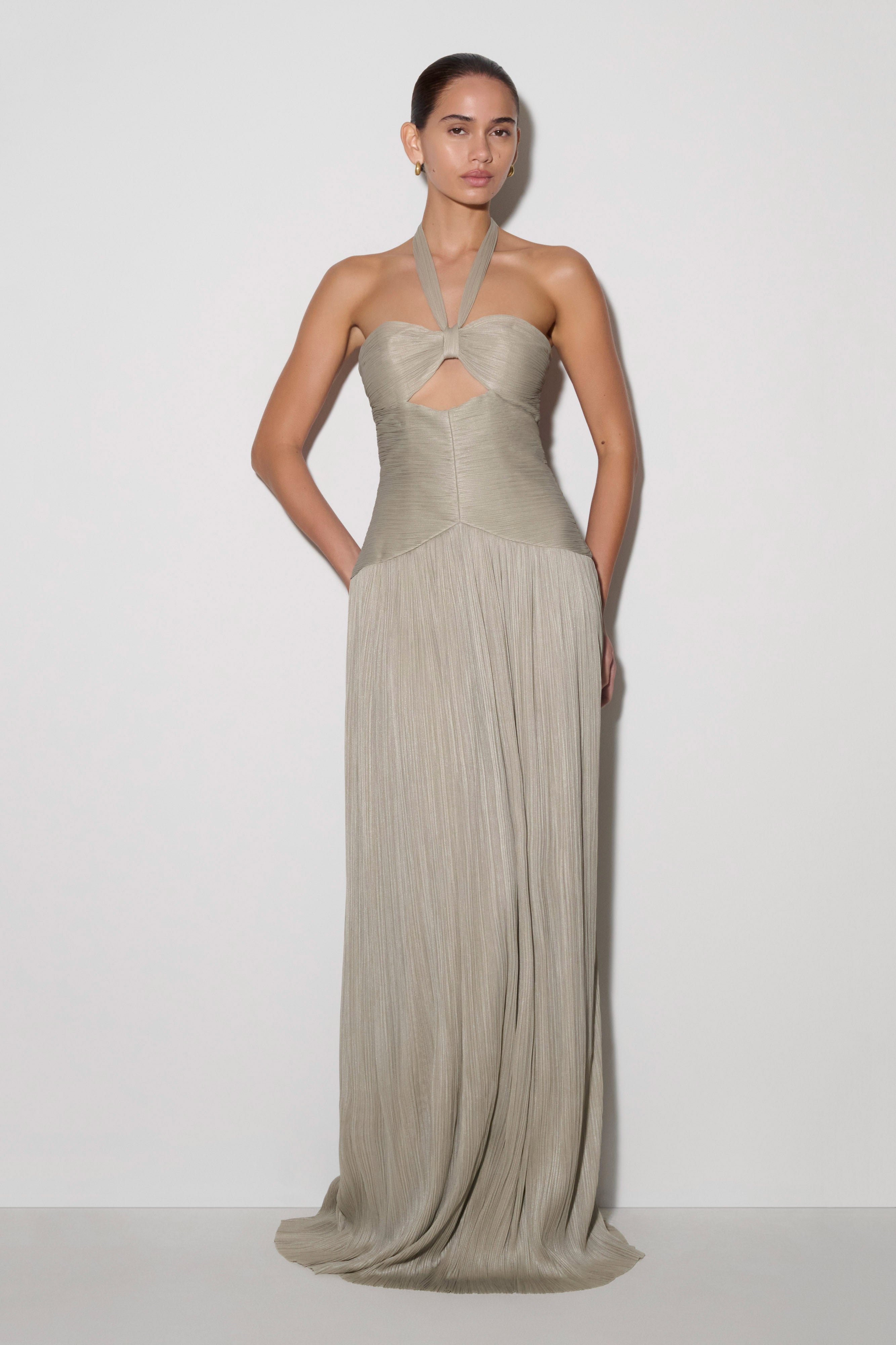 Juliette Pleated Chiffon Maxi Dress