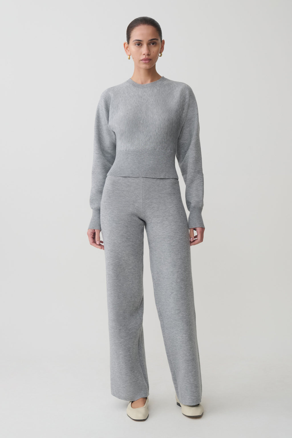 Kerrymae Straight Leg Knit Trousers - Grey Marle