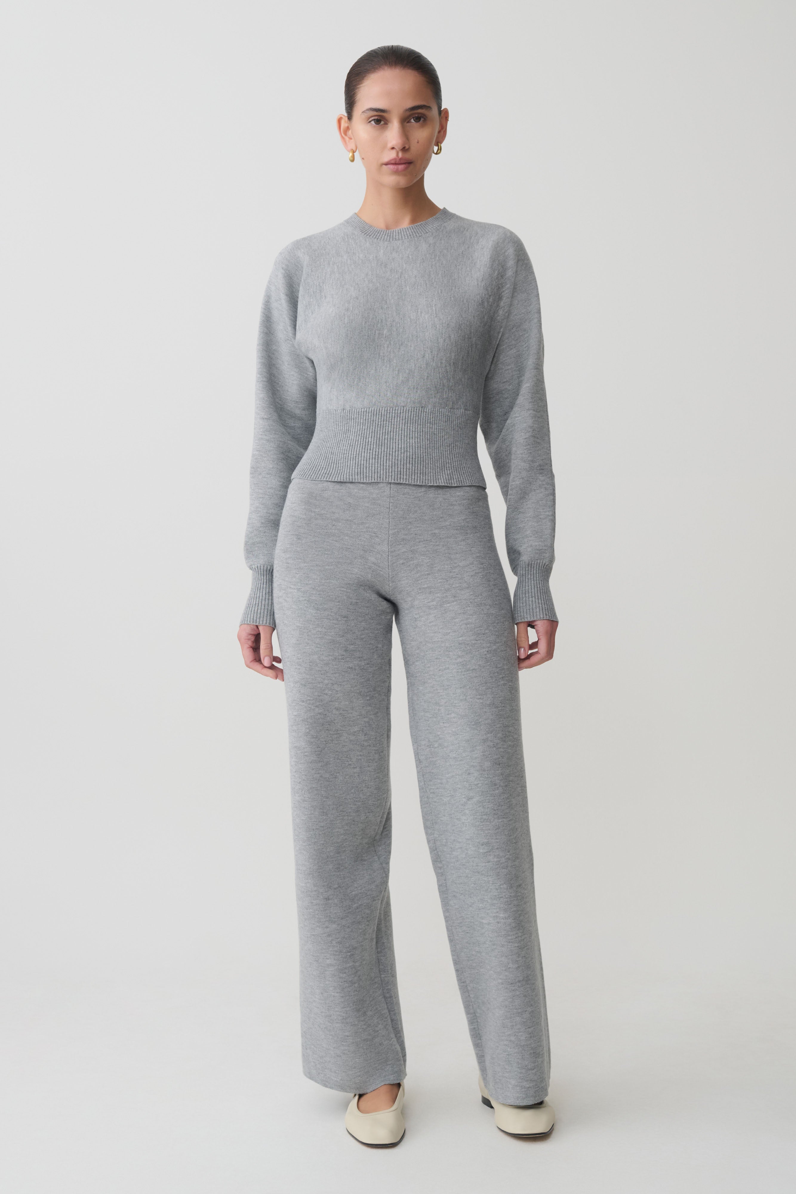 Kerrymae Straight Leg Knit Trousers - Grey Marle