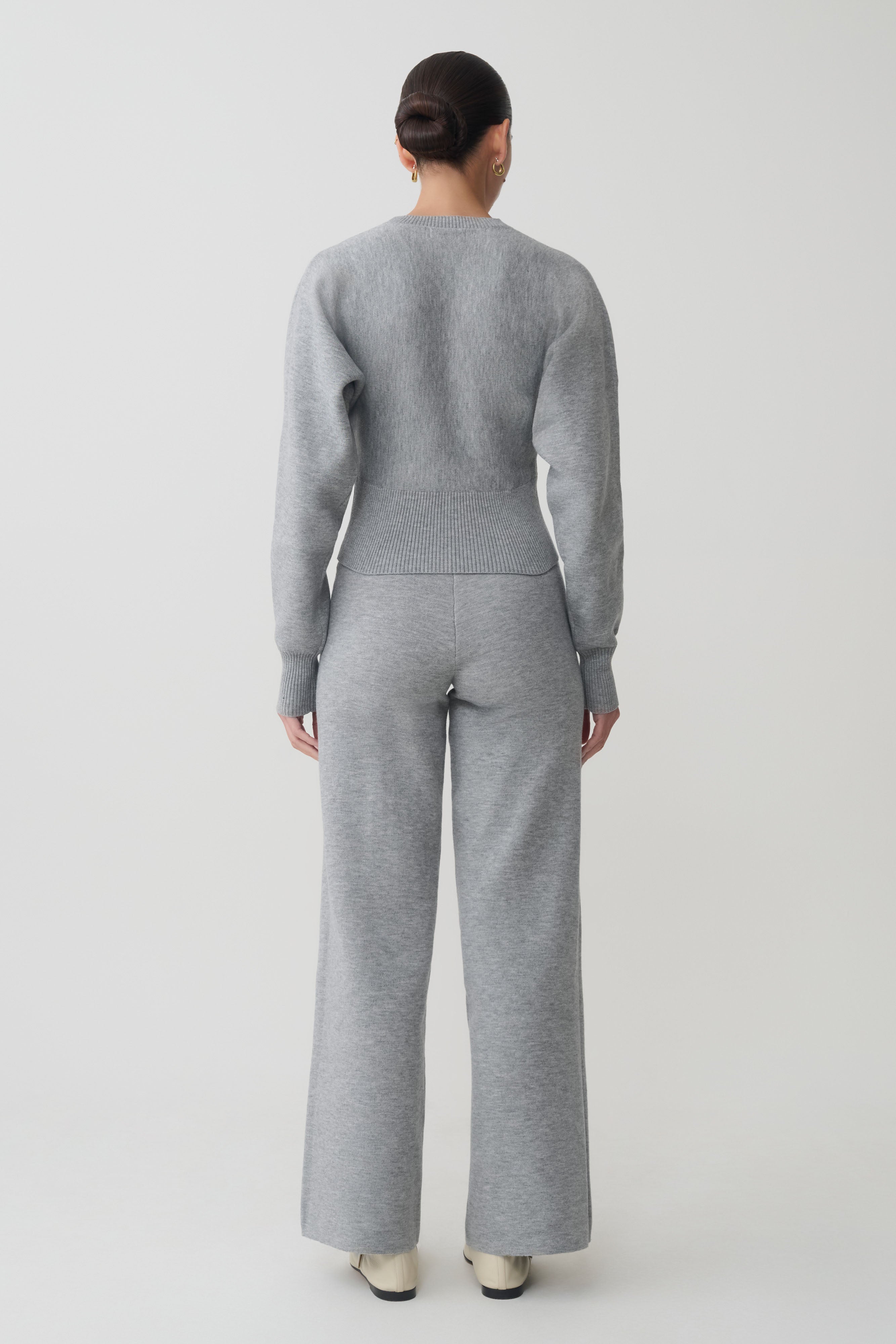 Kerrymae Straight Leg Knit Trousers - Grey Marle