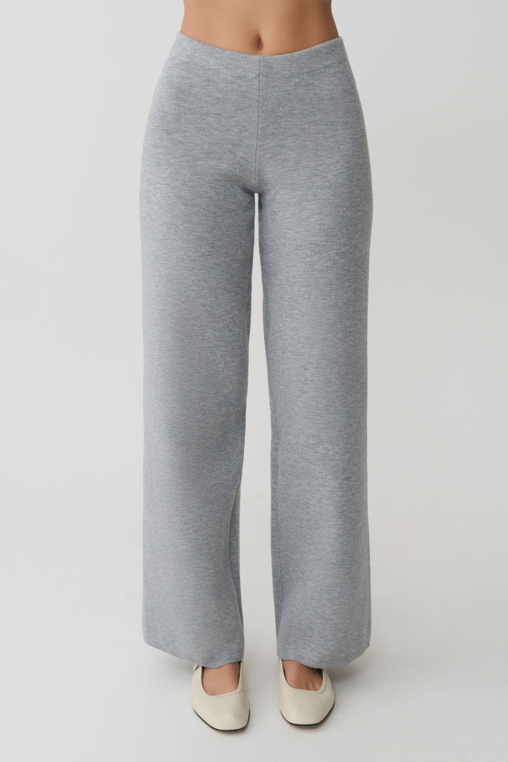 Kerrymae Straight Leg Knit Trousers - Grey Marle