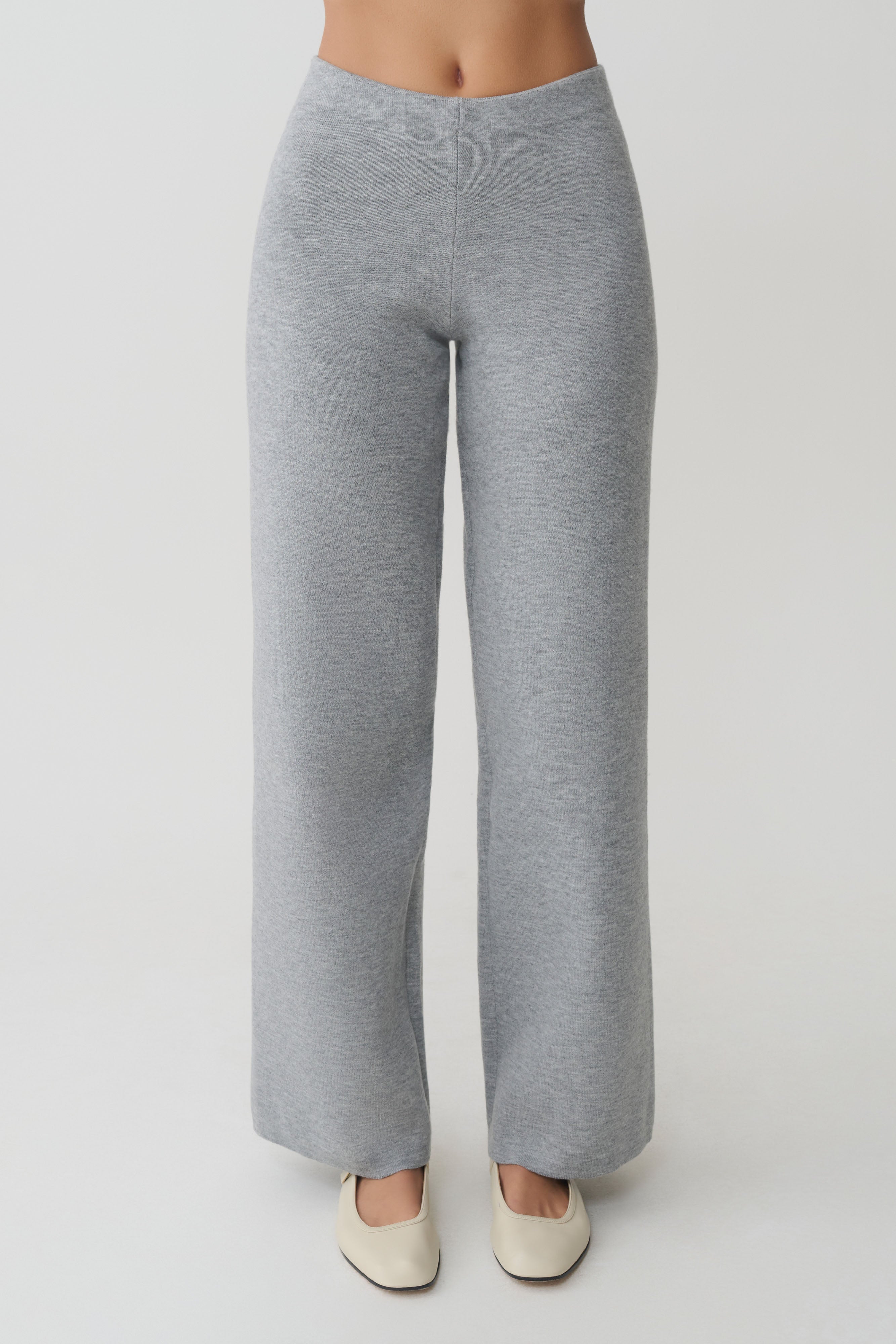 Kerrymae Straight Leg Knit Trousers - Grey Marle